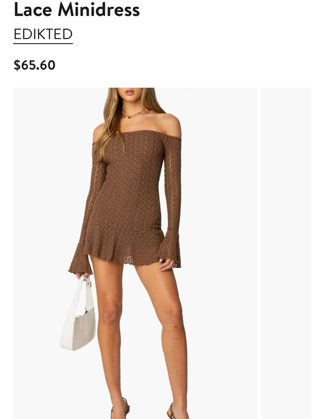 EDIKTED Mya Long Sleeve Off the Shoulder Lace Minidress